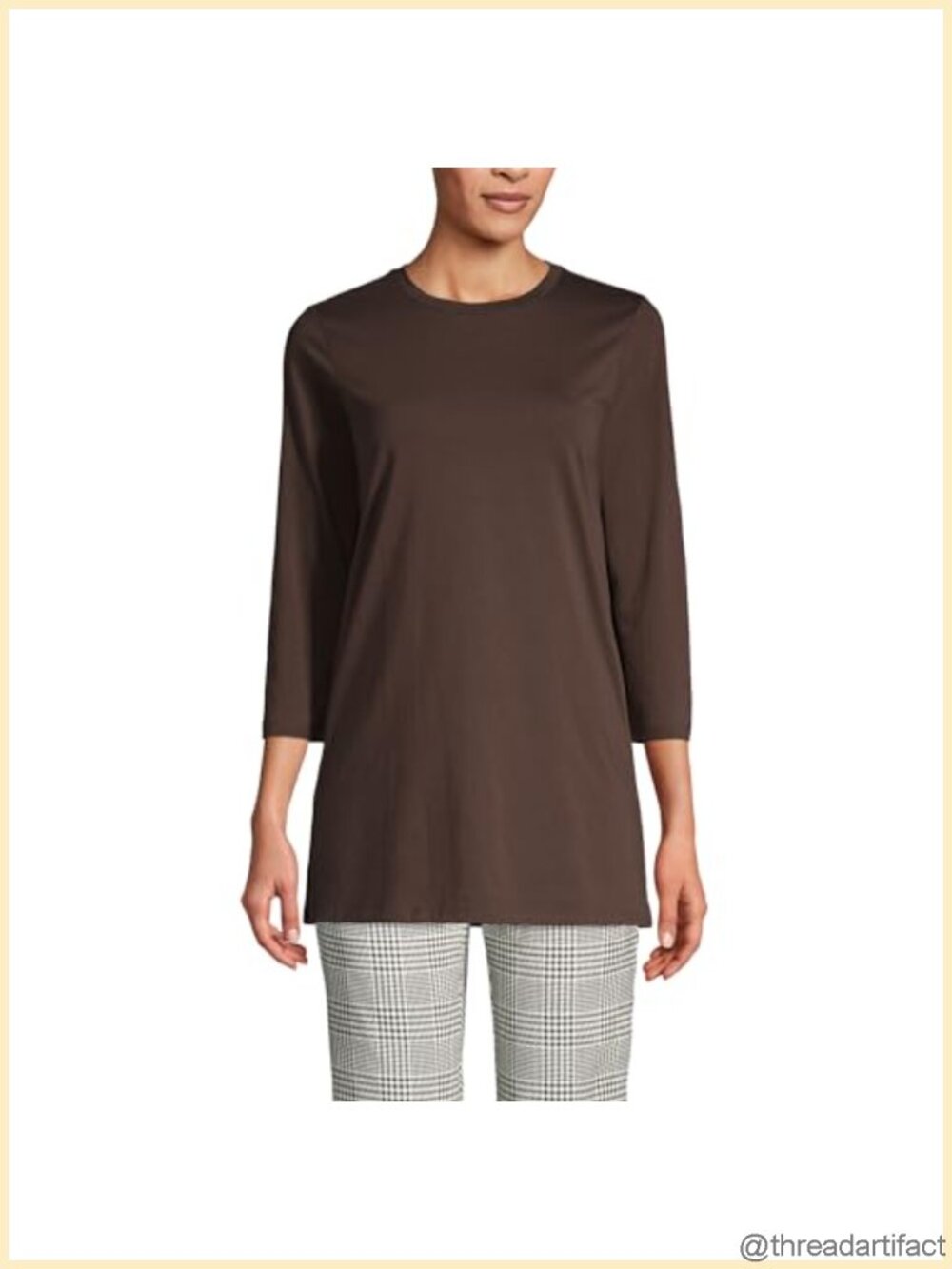 Supima Cotton 3/4 Sleeve Crewneck Tunic Relaxed Fit